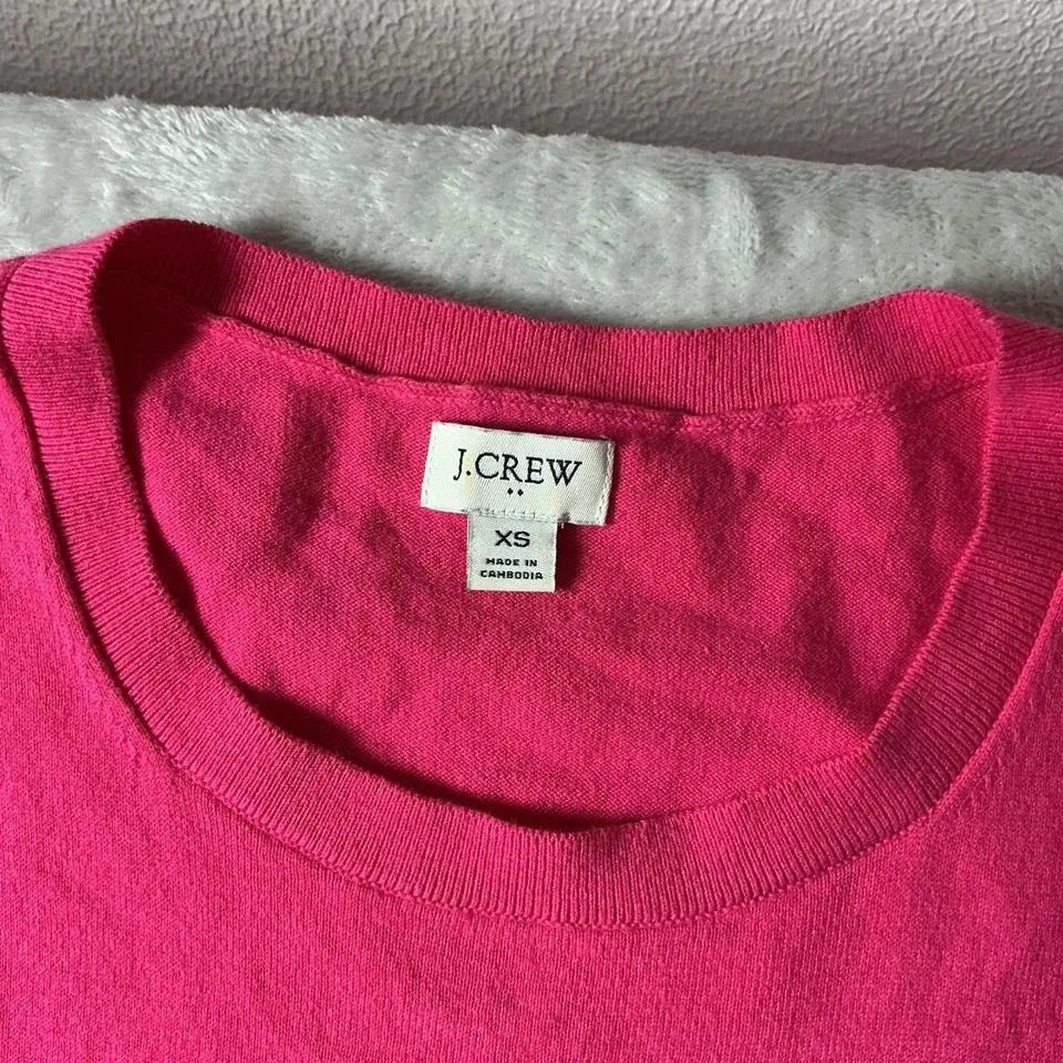 J.Crew Hot Pink‎ Sleeveless Sweater Tank Top Knit Vest XS Casual - Image 3