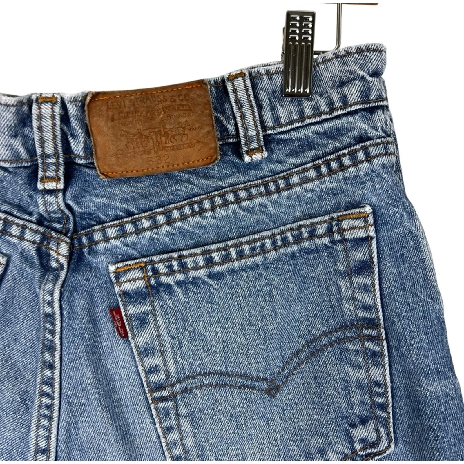 Vintage Levi’s 532 Shorts Womens 33 Light Wash Denim High Rise Cutoff Frayed Hem - Image 4