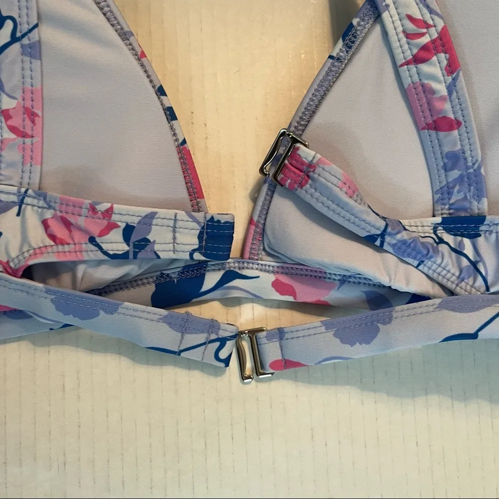 Splendid Swim Top Floral Flurry Bikini RSC Halter Bra Sz L NWT Blue Pink Floral - Image 9