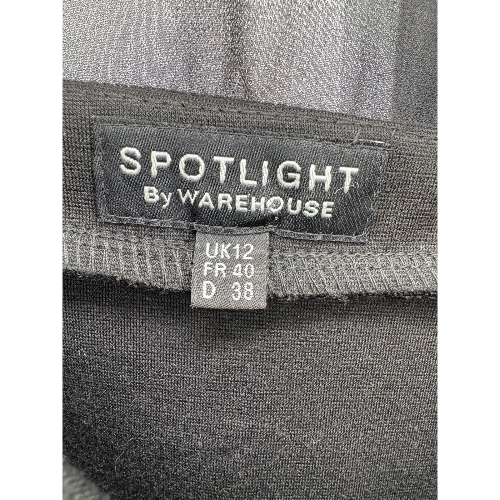 Black‎ Sleeveless Sheer Neckline Ruched Sheath Dress WAREHOUSE UK12 Black Size M - Image 4