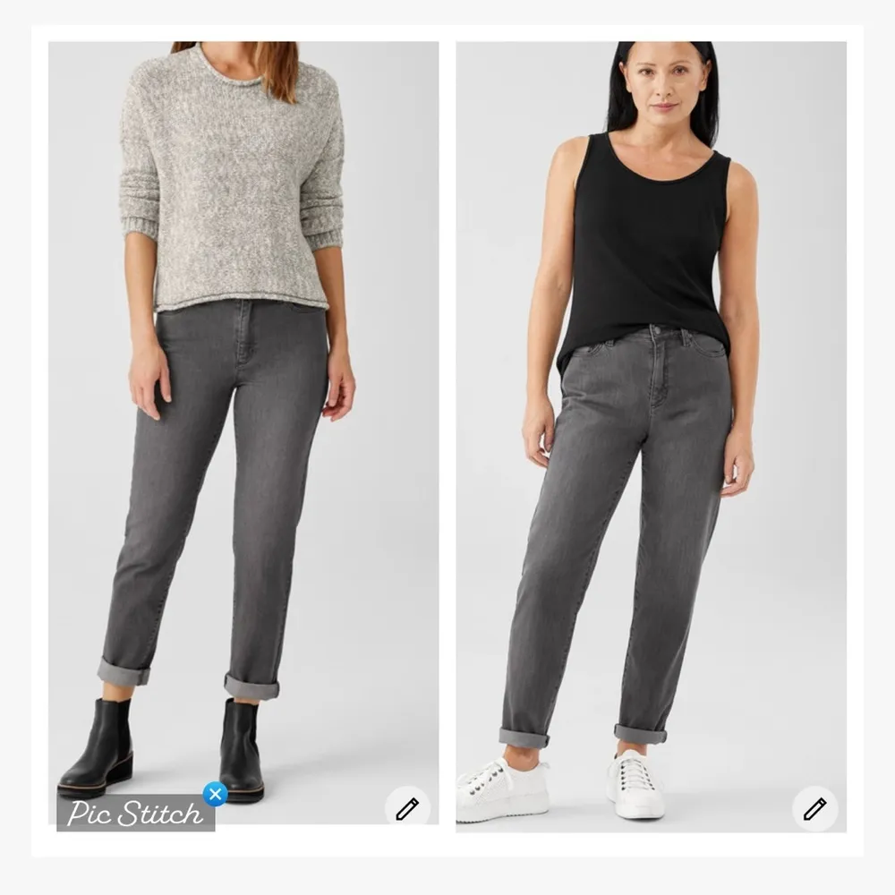 Eileen Fisher Organic Cotton Stretch High Waisted Jeans Carbon - Image 3