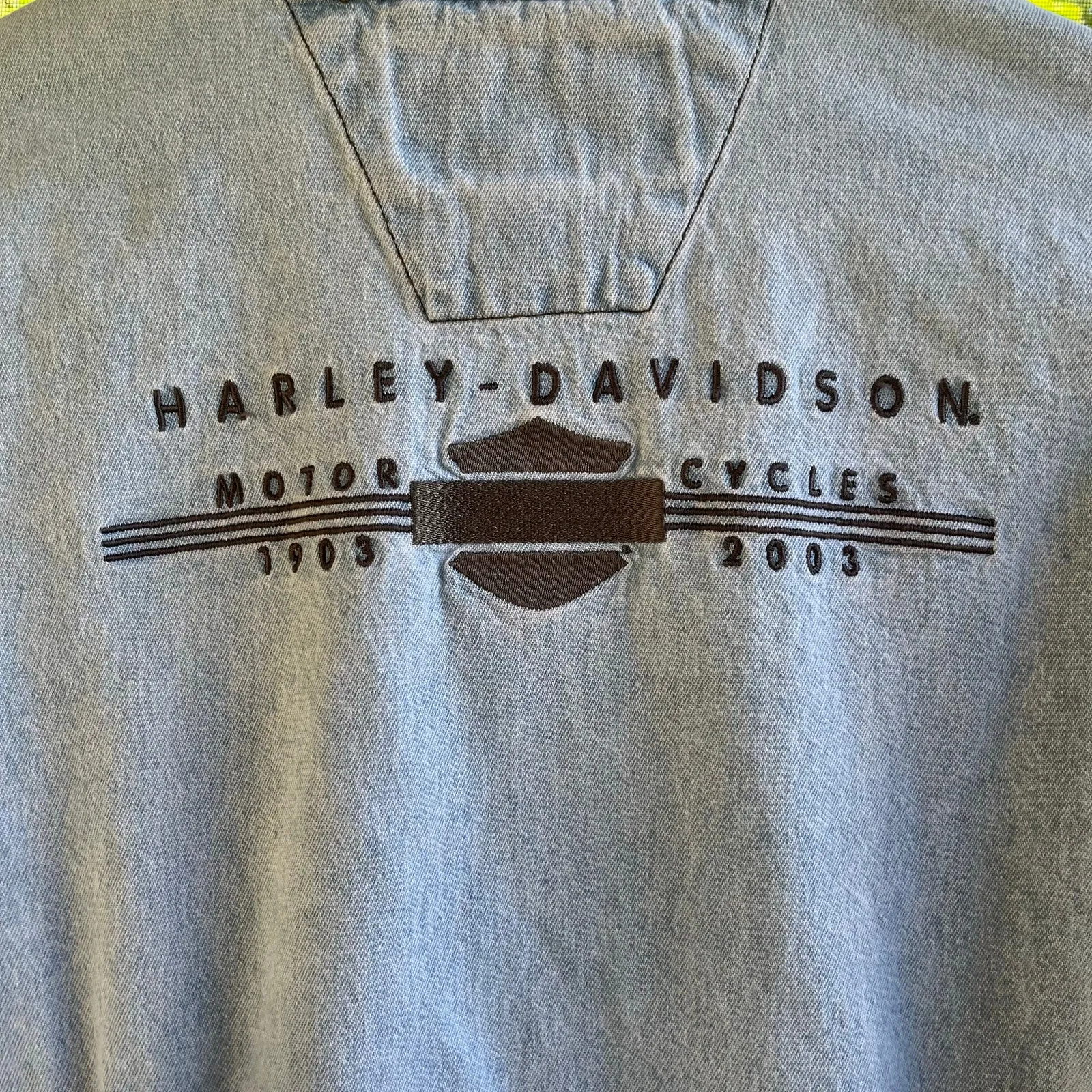 Harley Davidson Women's Vintage Centennial Long Sleeve Denim Shirt Size L Blue Size L - Image 5