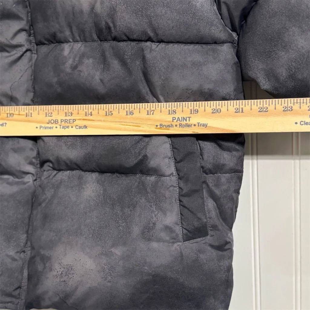 Fabletics M Puffer Jacket Black Gray Printed Marble Oversized FullZip Athleisure - Image 5