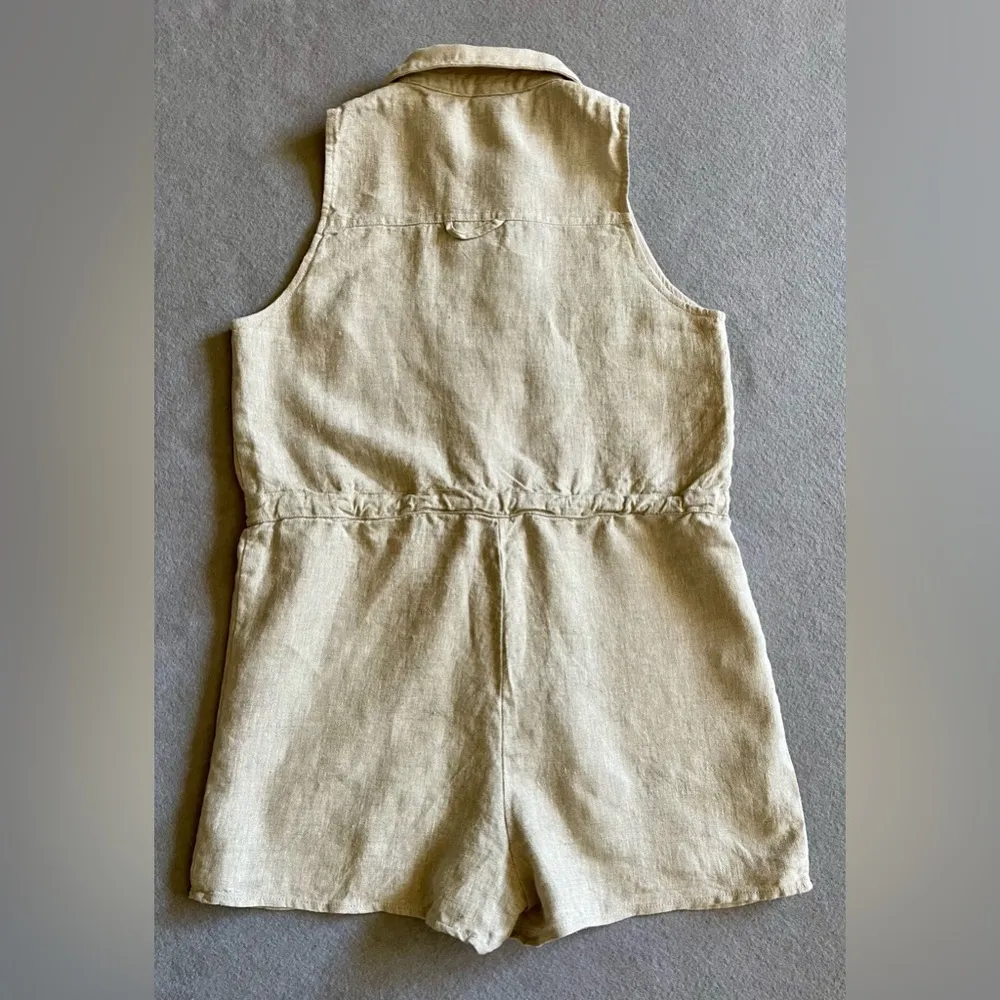 Sage The Label Linen Romper 🌾 Size Small Tan 100% Linen - Image 5