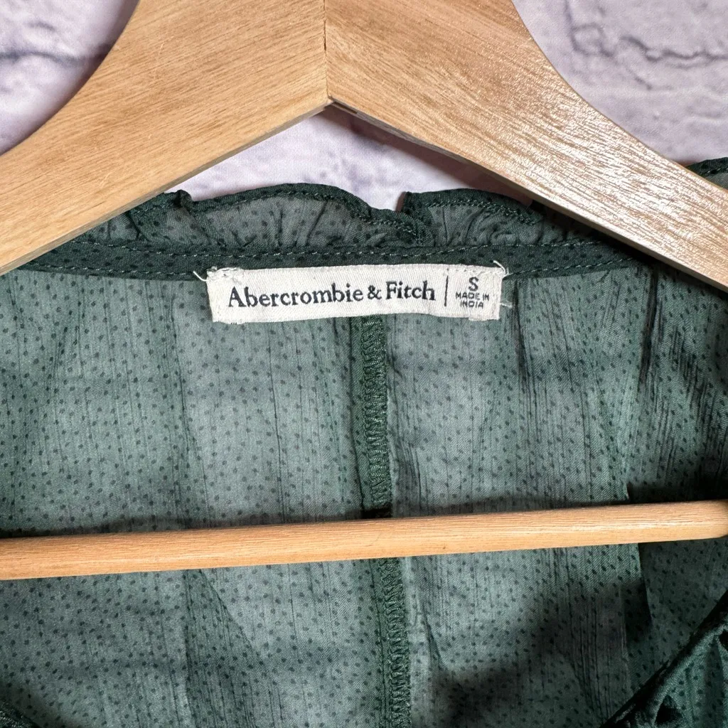 Abercrombie & Fitch puff sleeve‎ blouse, deep green sheer women’s size small - Image 4
