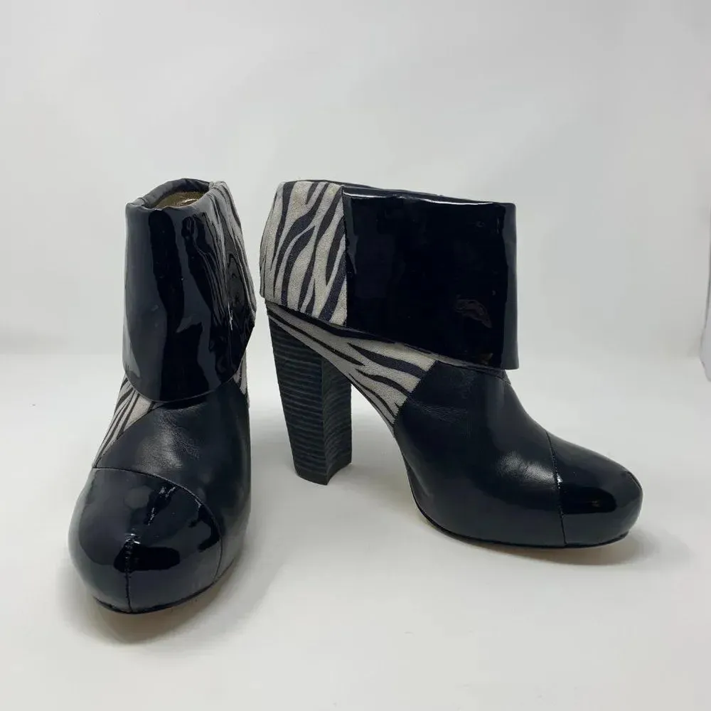 Matt Bernson Special Project Triad Zebra Bootie Foldover‎ Pullon Heel Size 8 Black - Image 3