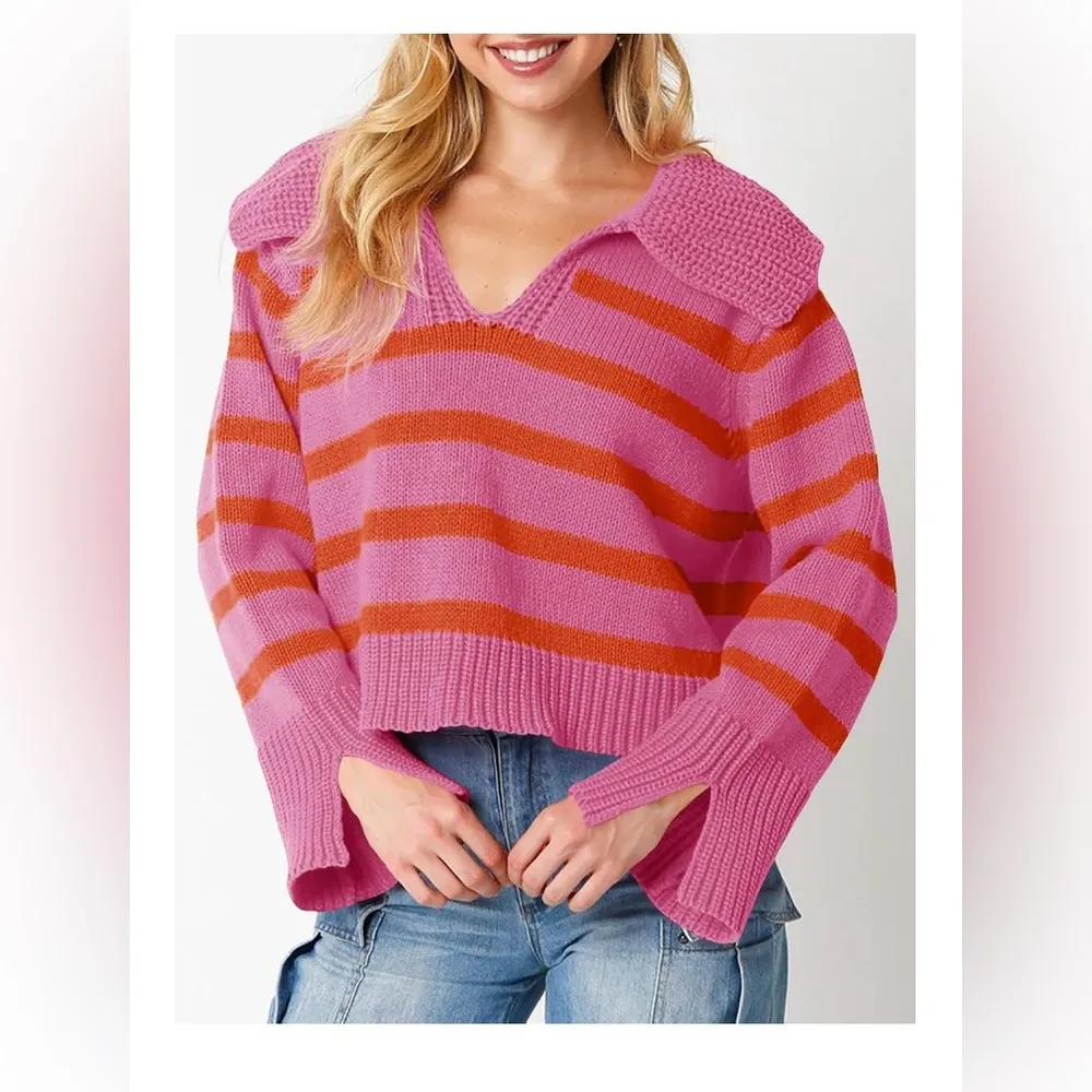 Striped Sweater Pink Size M - Image 2
