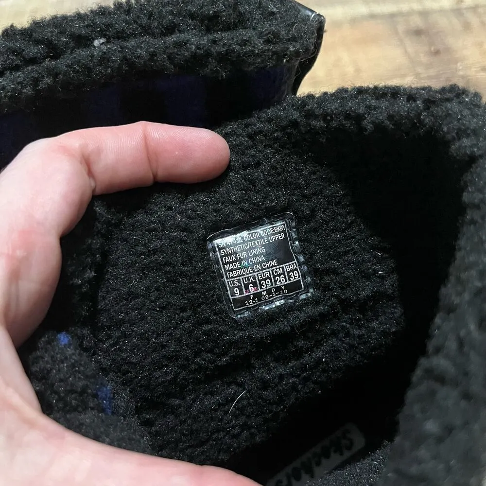 Skechers Women's Blue Black Buffalo Plaid Insulated Lined Winter Duck Boots Sz 9 - Image 7