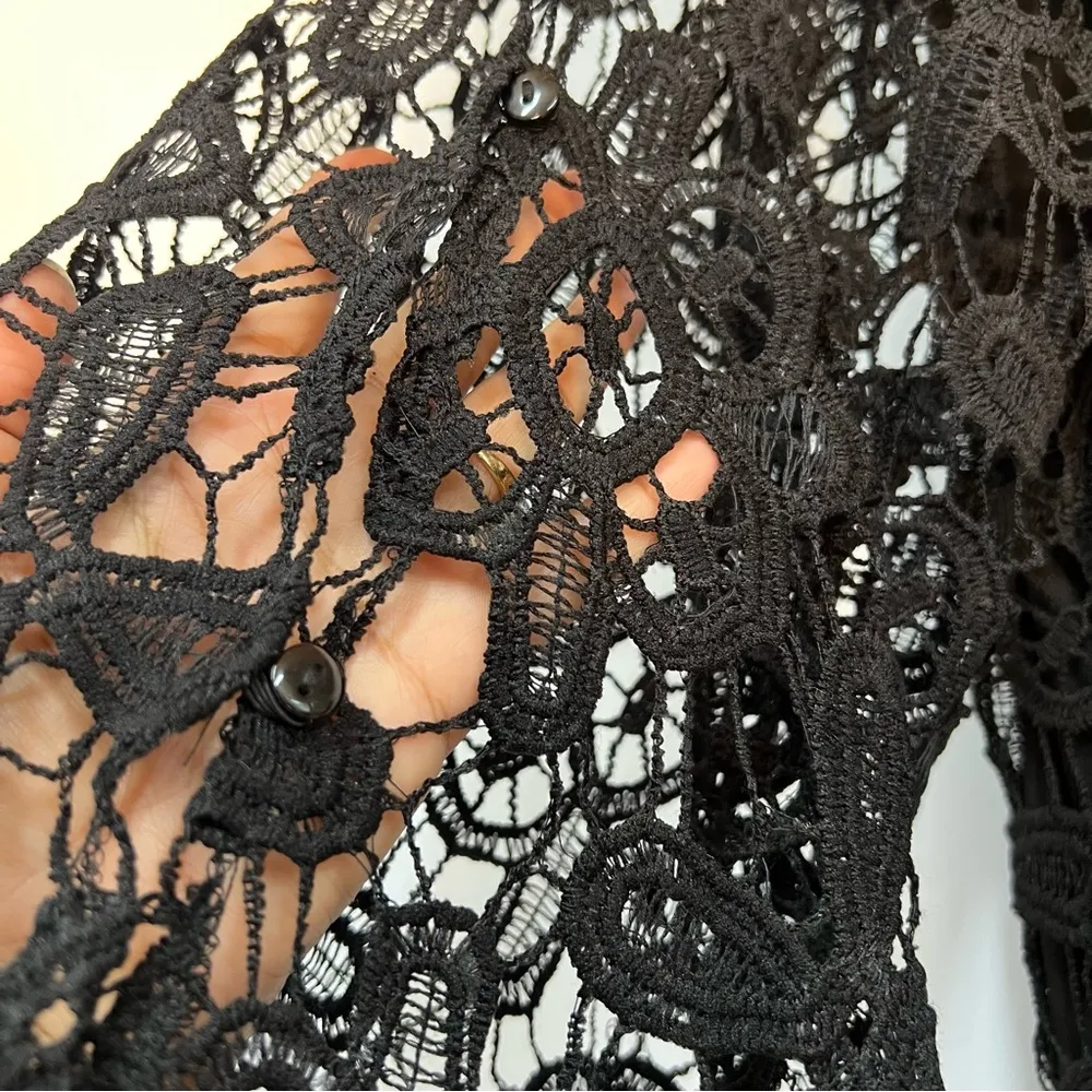 NWT medium L&B Boho Black Lace Layered Dress western - Image 5