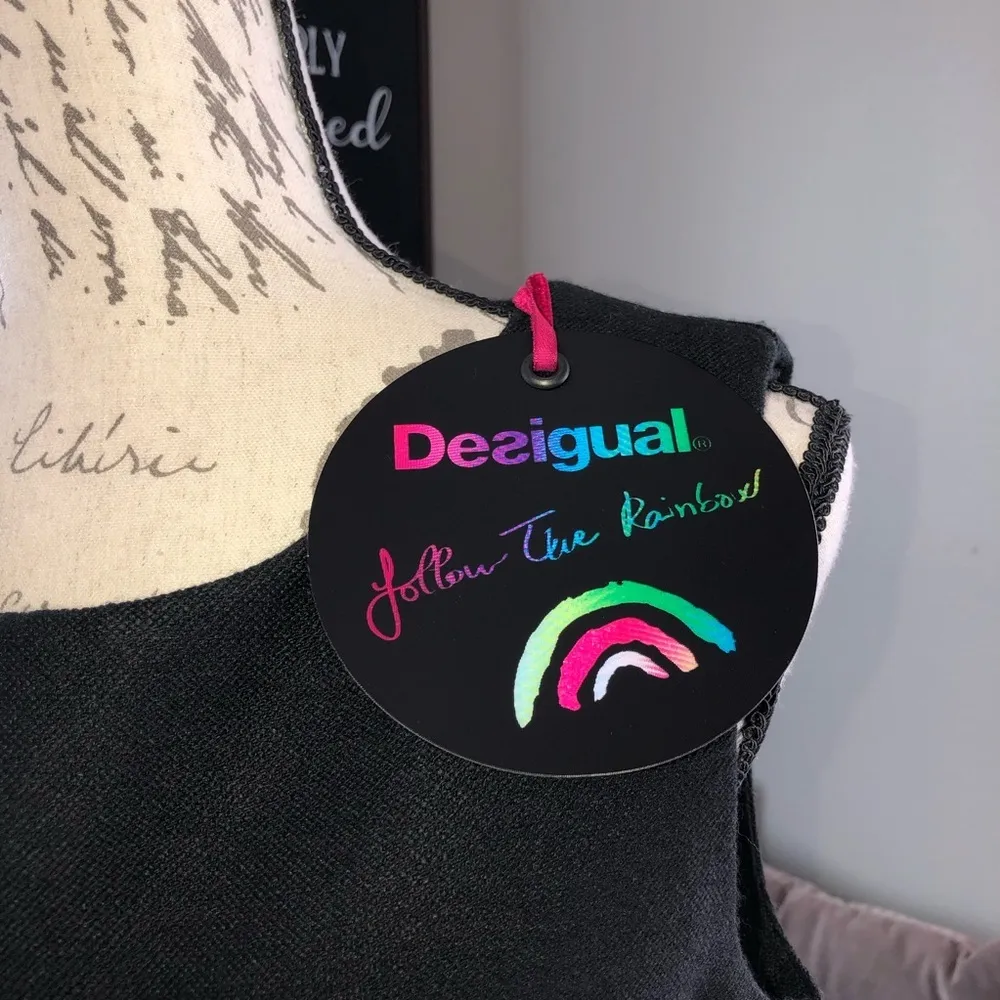 Desigual Sheath Red and Black Dress fitted cute nwt new L large 42 EU goth - Image 3