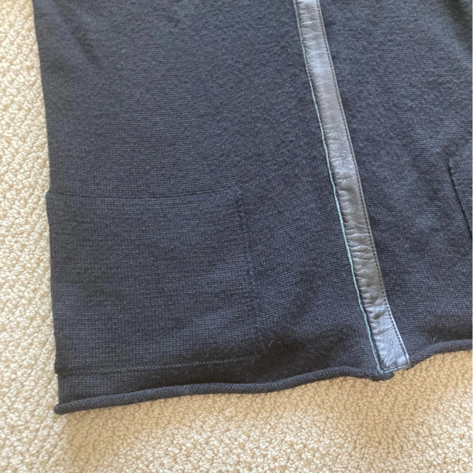 Chico's Chico’s Black Wool Blend Full Zip Coat Jacket Leather Trim Stretch Size 1 EUC - Image 7