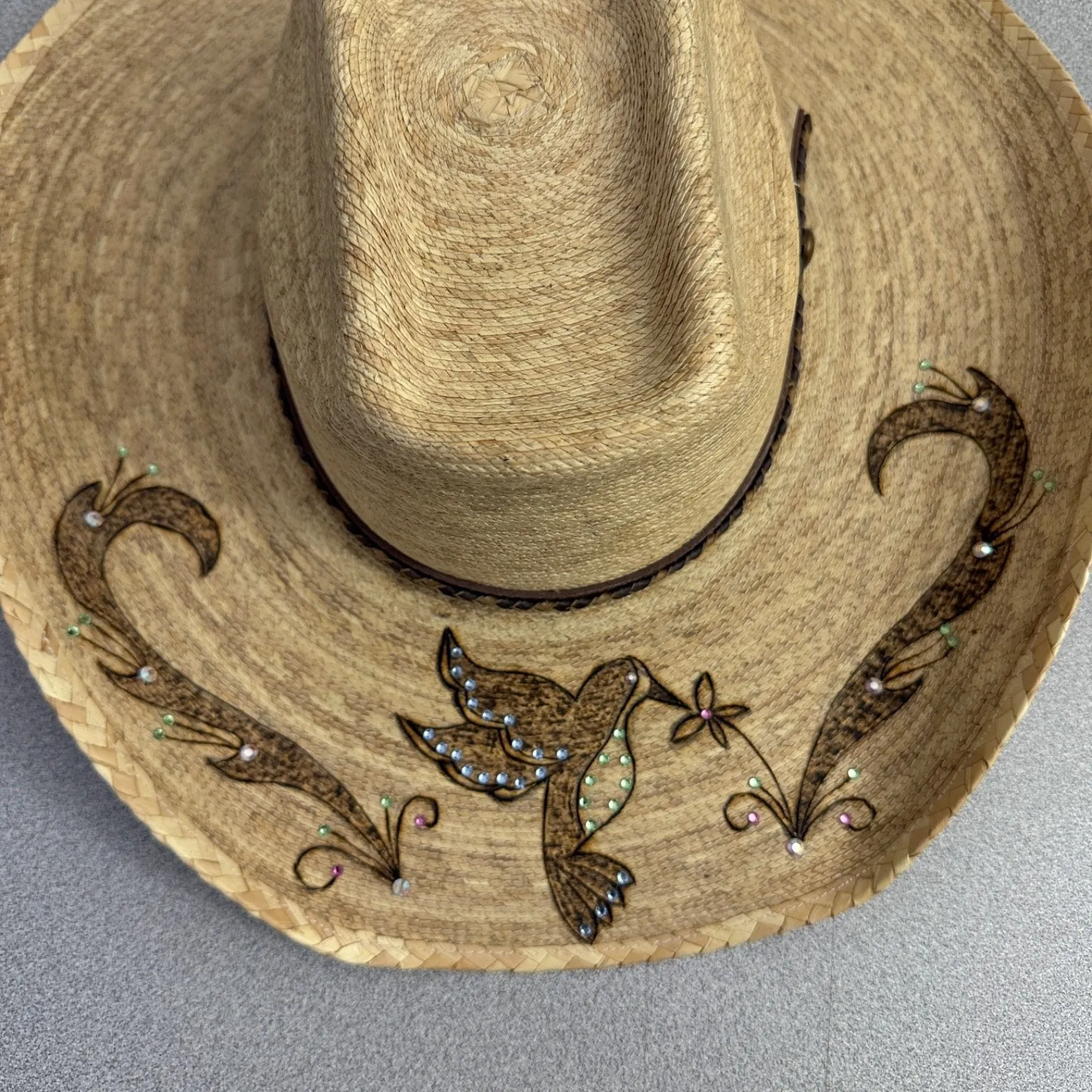 LONE STAR Cowboy Hat Western Ranch Womens Straw 55 Made in Mexico Bling Branded Brown - Image 2
