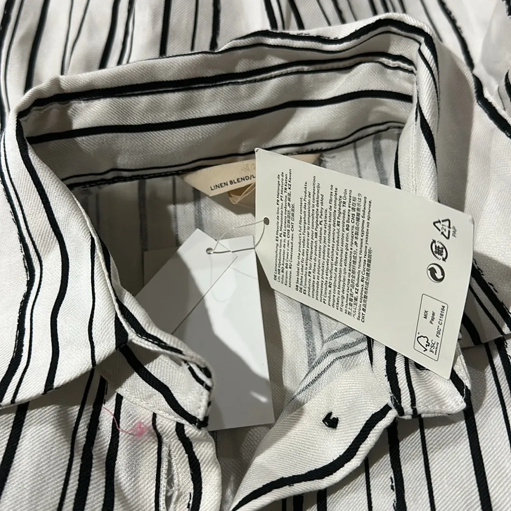 NWT H&M Linen-Blend Shirt Dress Striped - Image 10