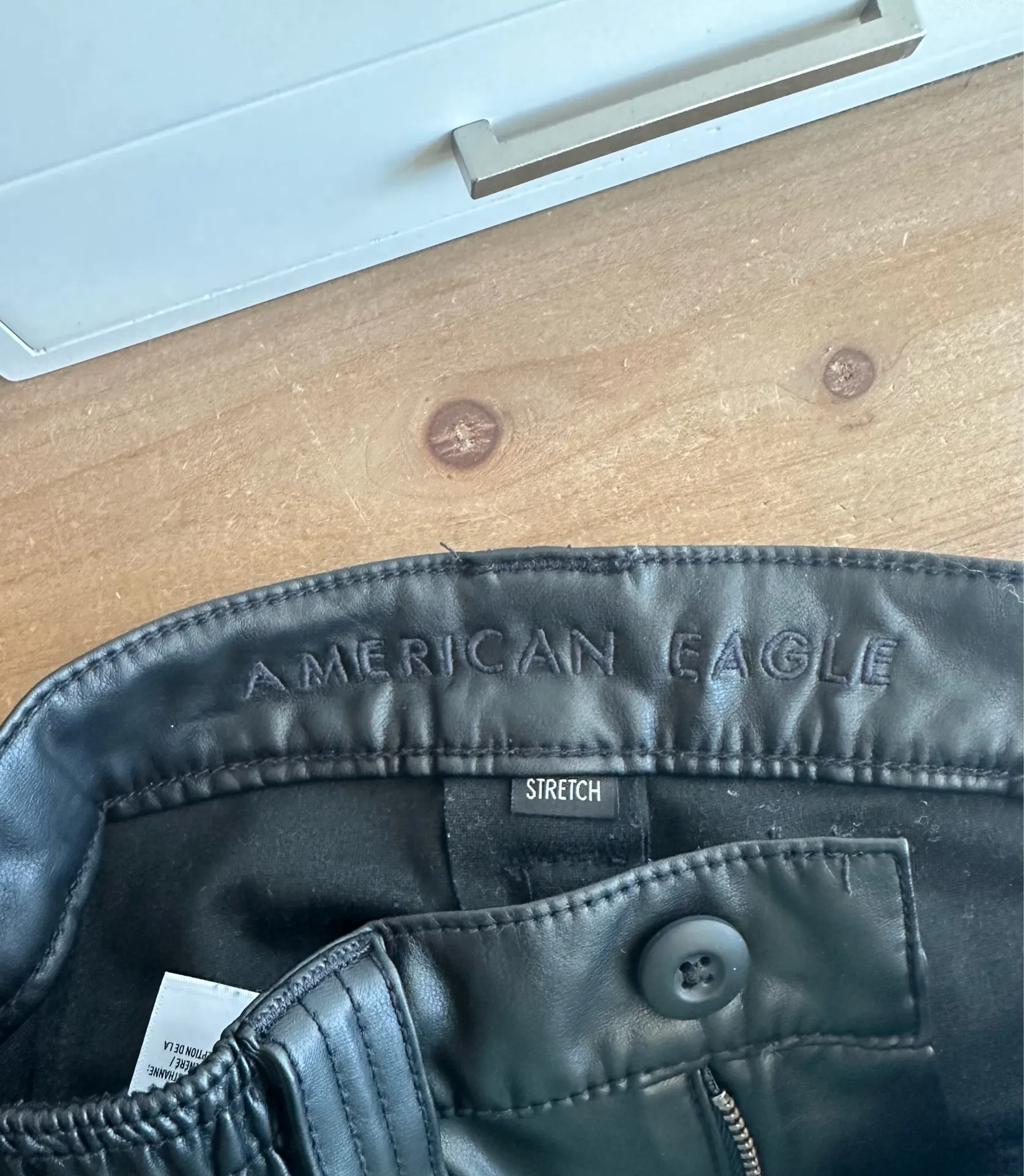 American Eagle Black Pleather Cargo Pants - Image 6