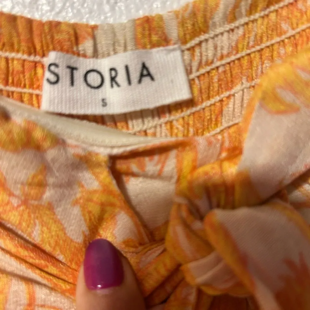 Orange Floral Strapless Jumpsuit - Image 4