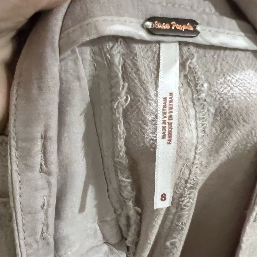 Free People Women's Wide-Leg Trousers Size 8 Oatmeal Casual Pants - Image 11