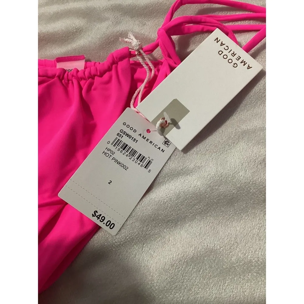 Good American  Tiny Ties Hot Pink Bikini Bottom 2 US M - Image 4