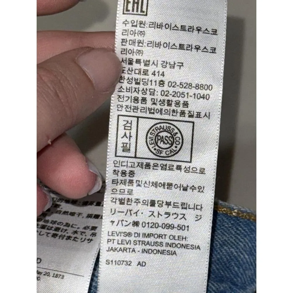 NEW Levis 501 Blue Denim Distressed High Rise Cut Off Jean Shorts Womens Size 26 - Image 9