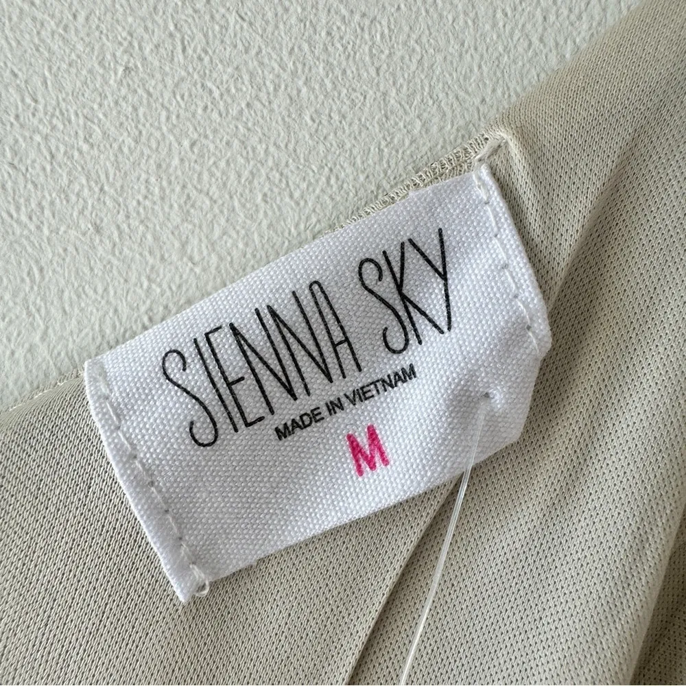 Sienna Sky - Sleeveless Midi Slip Dress in Cream and Black - Image 6