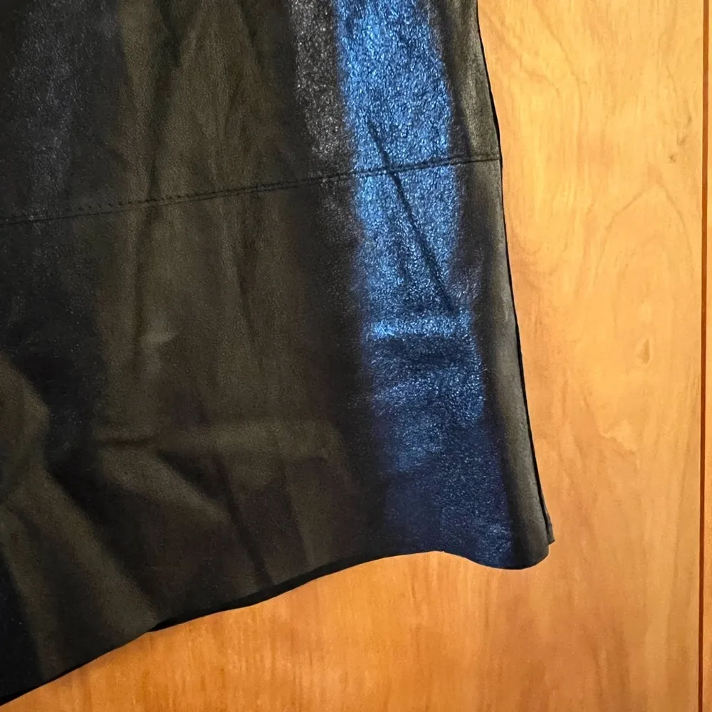 Max Mara Womens Black Genuine Leather Skirt Luxury Designer Made In Italy Size 8 - Image 6