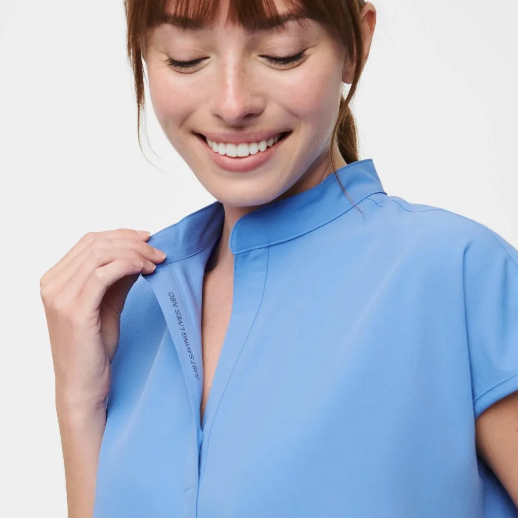 Figs Rafaela Oversized Scrub Top in Ceil Blue, Size X-Large - Image 4