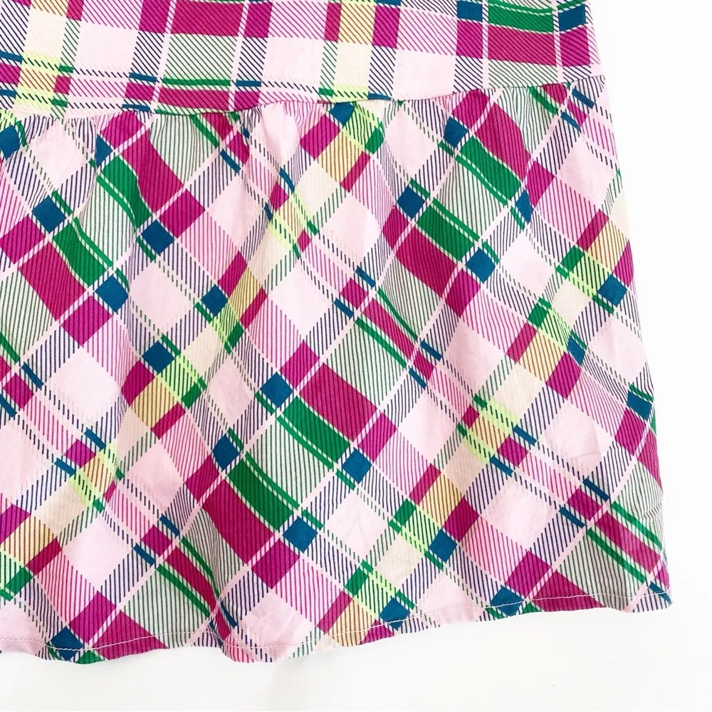 Torrid Midi Poplin Tiered Ruffle Strap Dress Cotton Plaid Pink Green Size 3 - Image 9