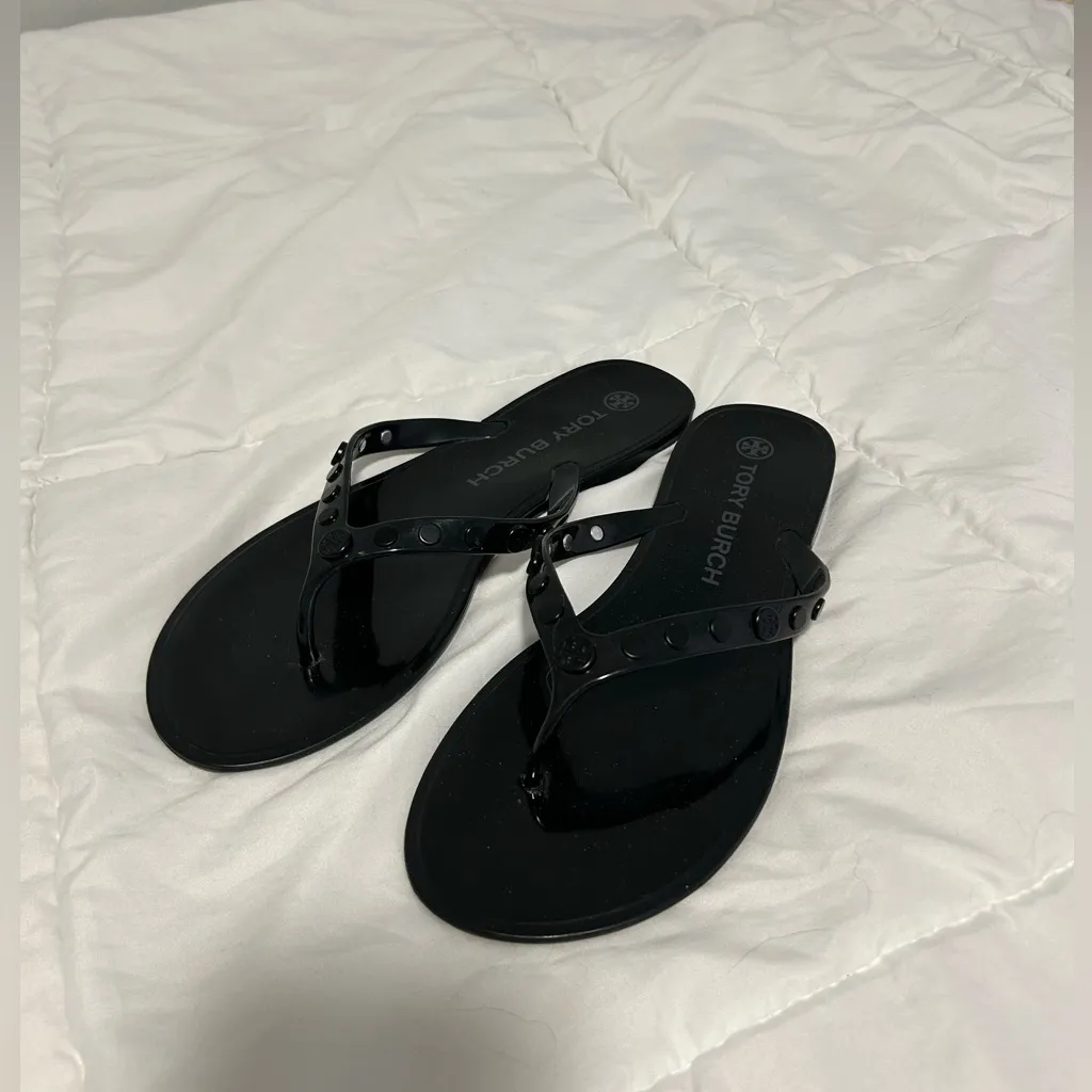 Tory Burch Studded Jelly Thong Flip Flop in Black size 9 - Image 2