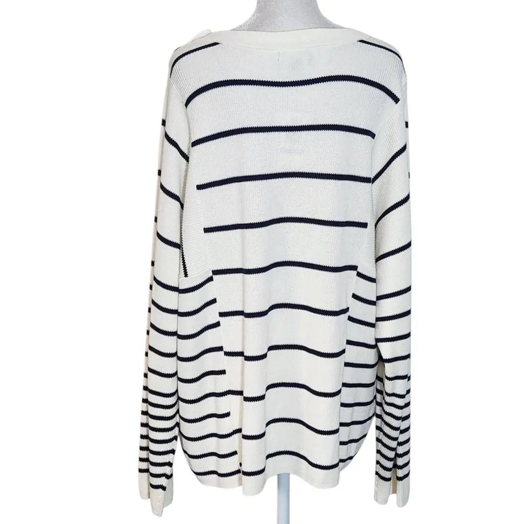 Nautica Black and Cream Stripe Sweater NWT Size XL Preppy Sweater - Image 2