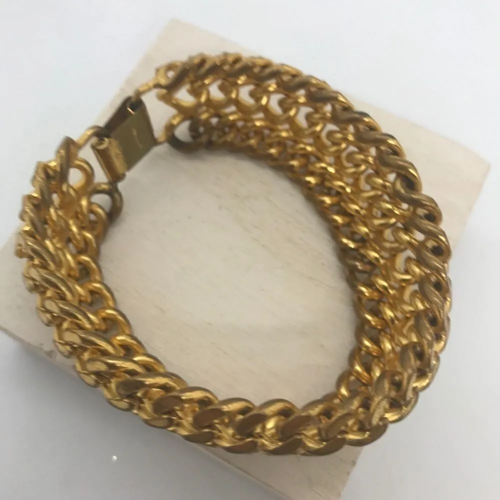 Chunky Gold Chain Statement Bracelet Vintage 1960s Jewelry - Image 3