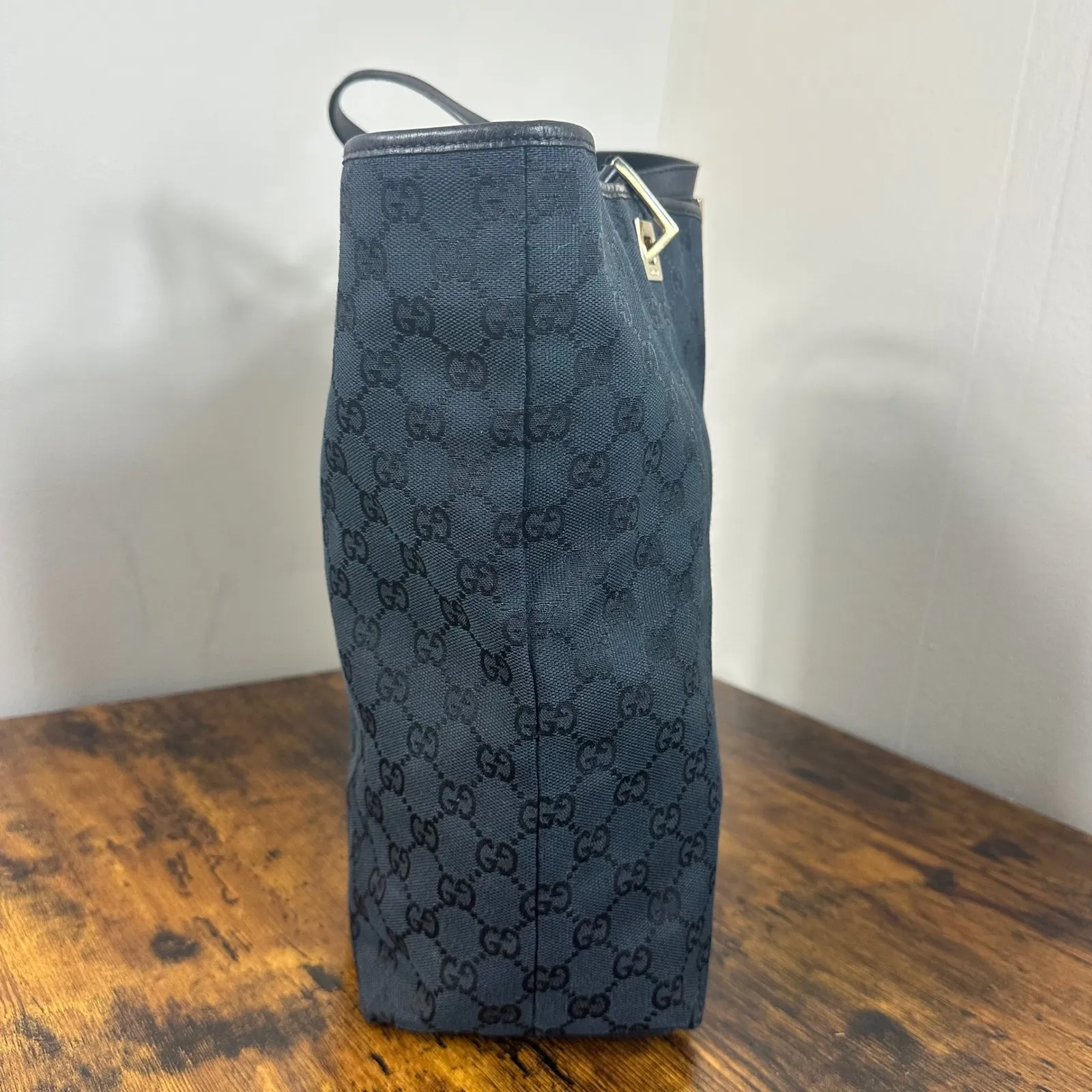 Gucci GG Canvas Tote Bag Black Authentic Designer Handbag Purse Classic - Image 10