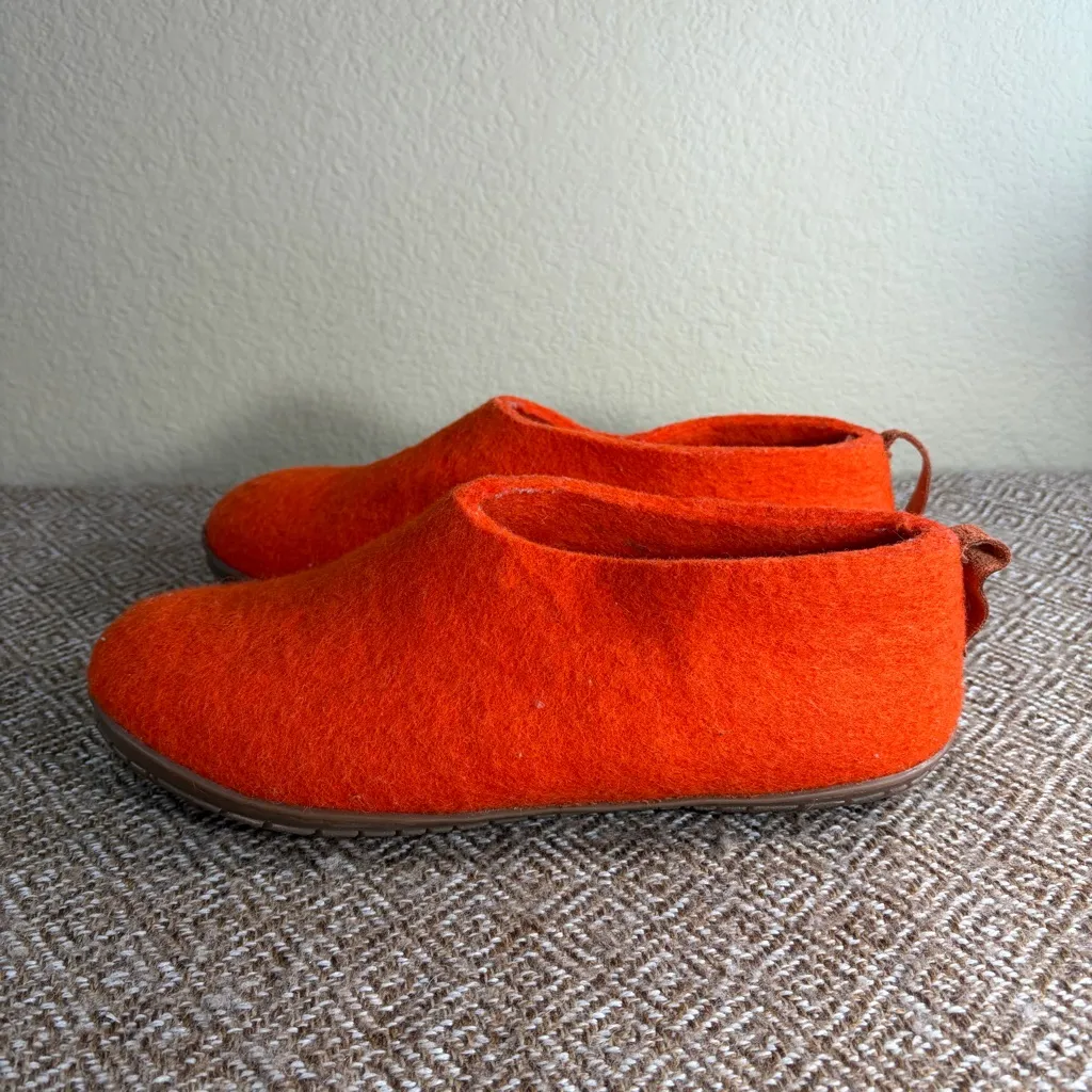 Woollyes Handmade 100% Wool felted Slipper In Orange Sz 42 Durable Comfort Cozy - Image 4