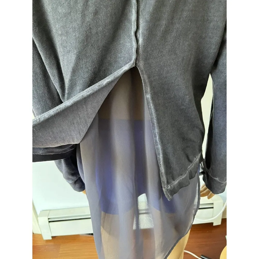 Casual Corner Pale Blue Layered Knit Chffon Pullover Long Sleeve Shirt Sz Large - Image 7