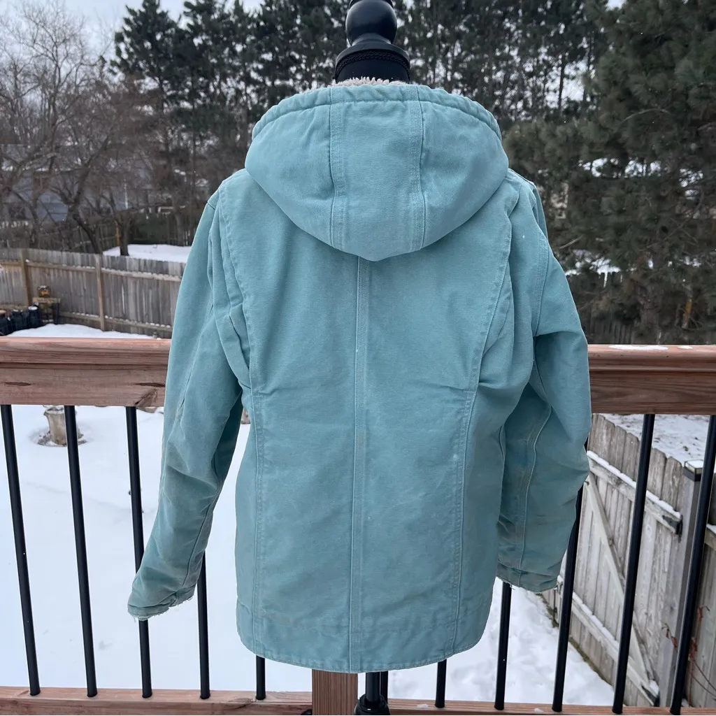 Carhartt WJ141 454 Seaglass Blue Sierra Sherpa Lined Jacket Women’s Med Full Zip - Image 3