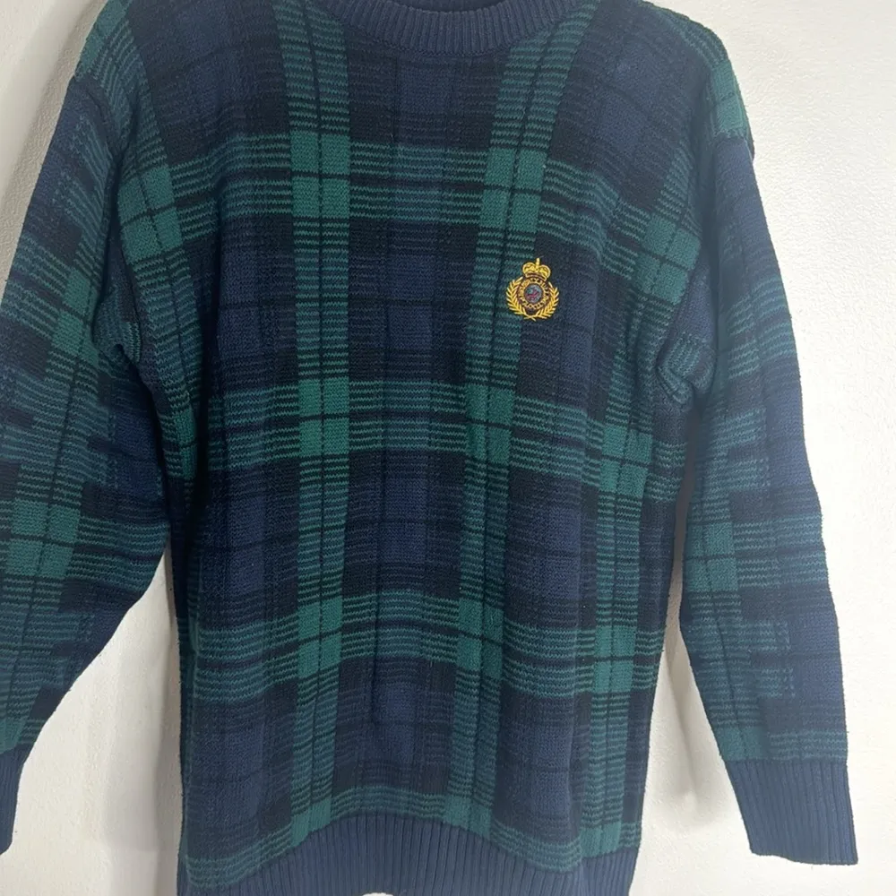 Vtg Beverly Hills polo club tartan plaid pullover k it sweater size medium cute - Image 2