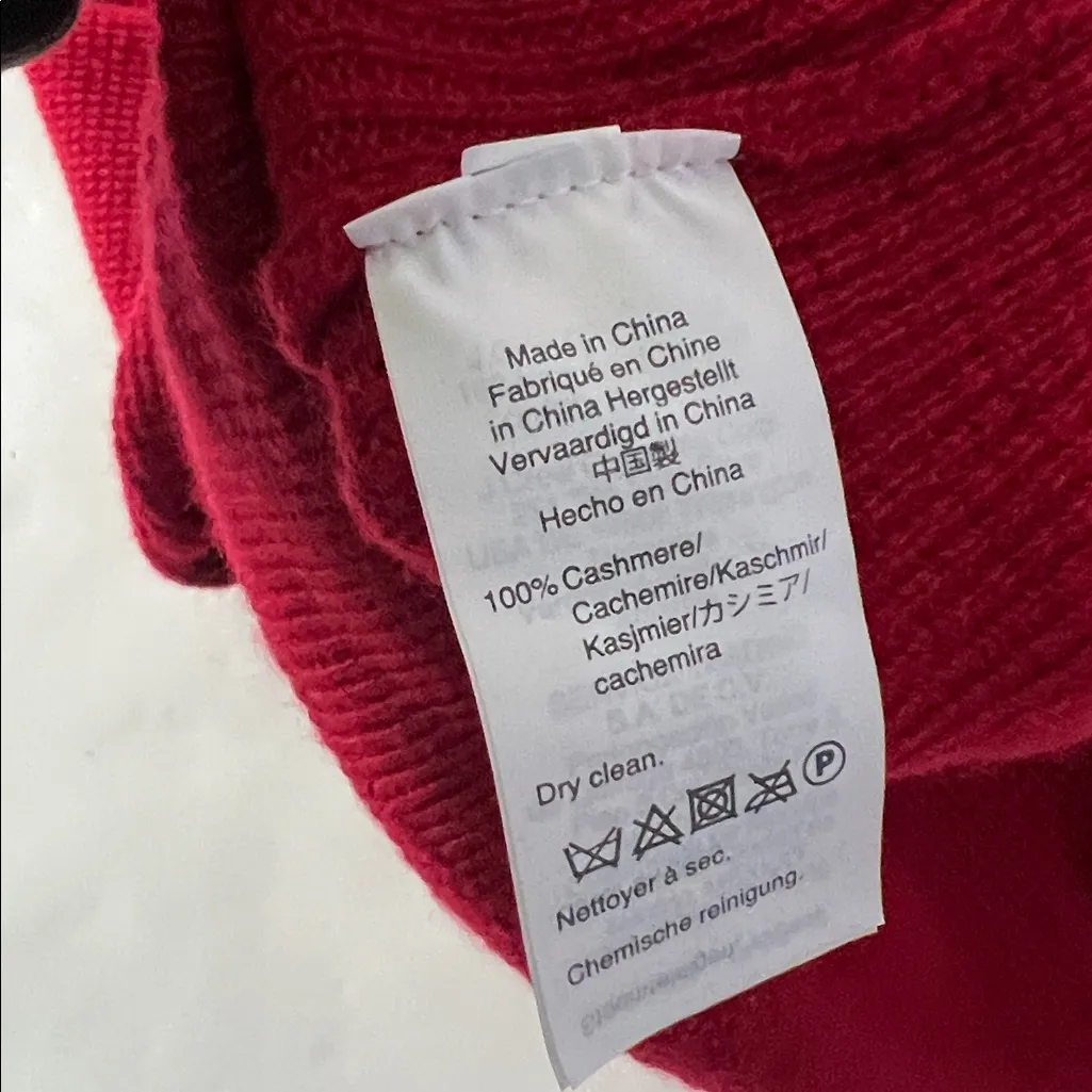 Madewell 100% Cashmere Red Thermal Waffle Knit Crewneck Sweater Sz S - Image 9