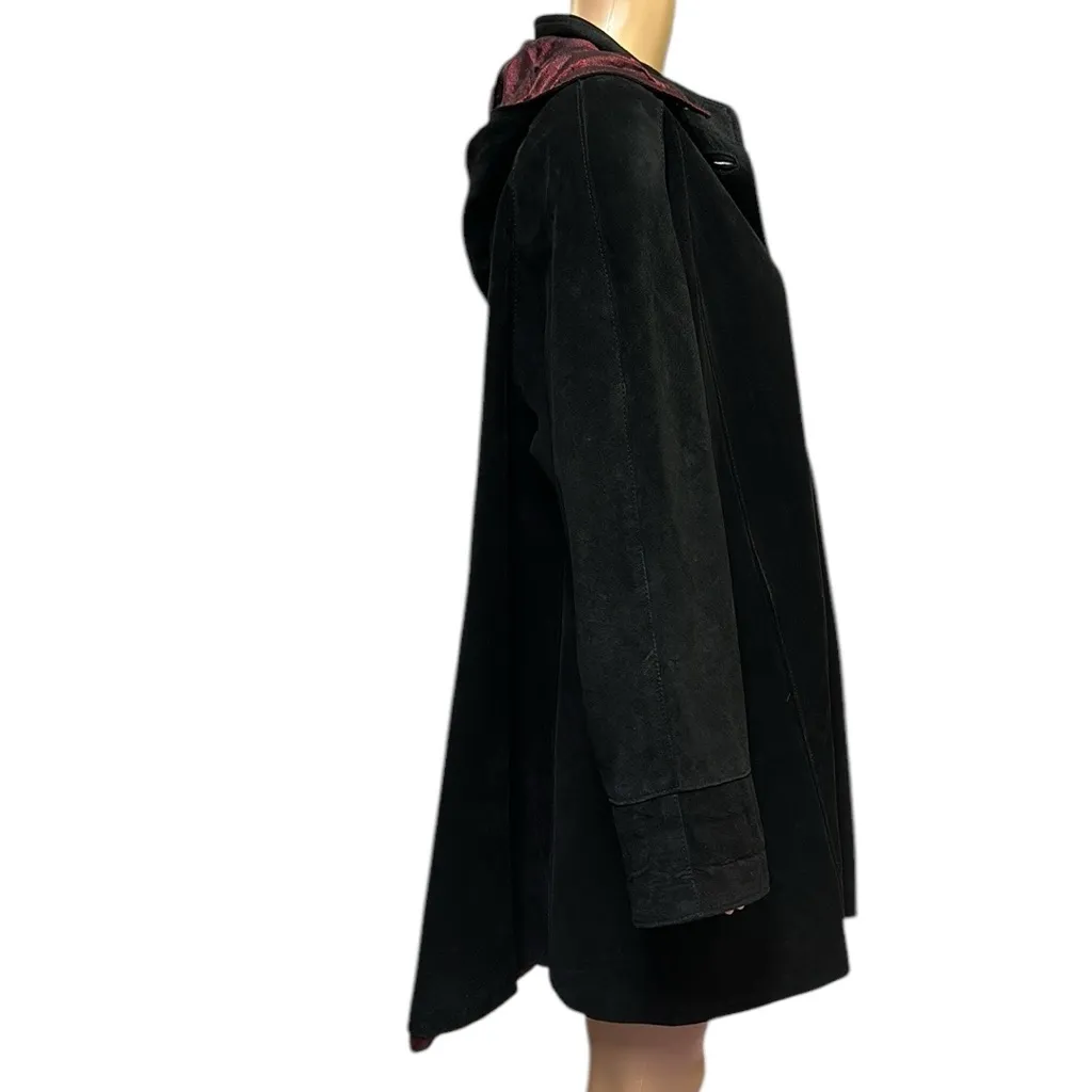 Vera Pelle Vintage Italy Suede Leather Jacket Coat Removable Hood Womens Medium - Image 7