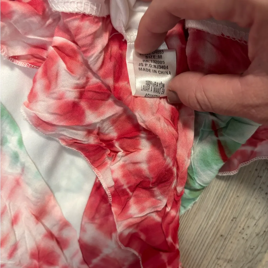 Entro Red and Green Tie-Dye Dress - Image 4