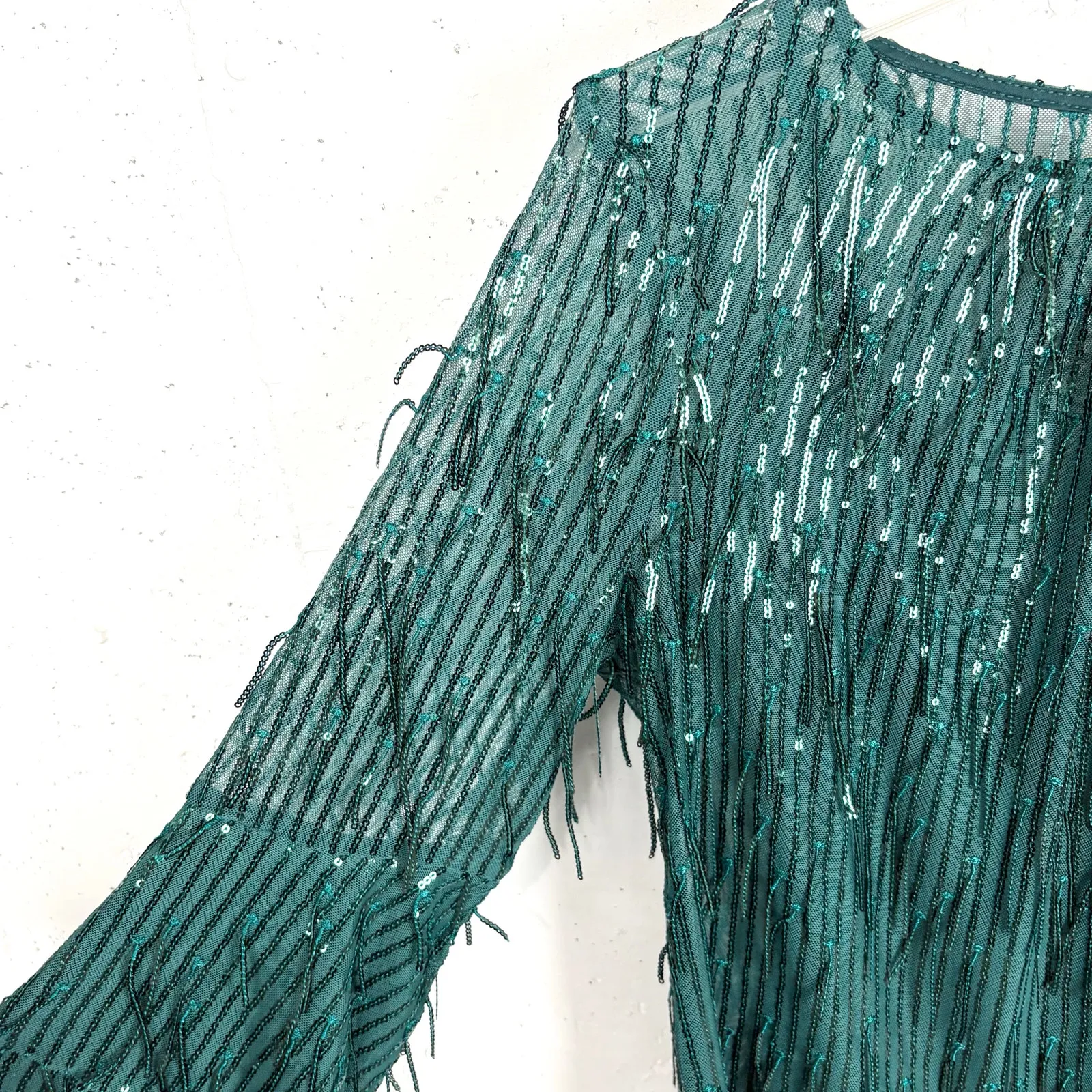 Anthropologie Eva Franco Sequin Fringe Acadia Top Glitter Pine Green Size Small - Image 5