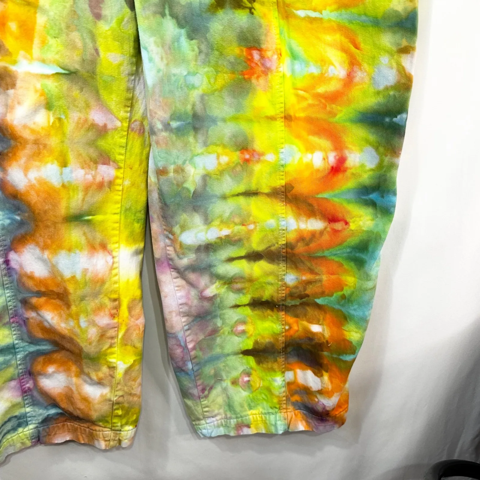 Mainstreet Blues Plus Size 36T Pants Handmade Tie Dye Elastic Yellow Green 1081 - Image 6