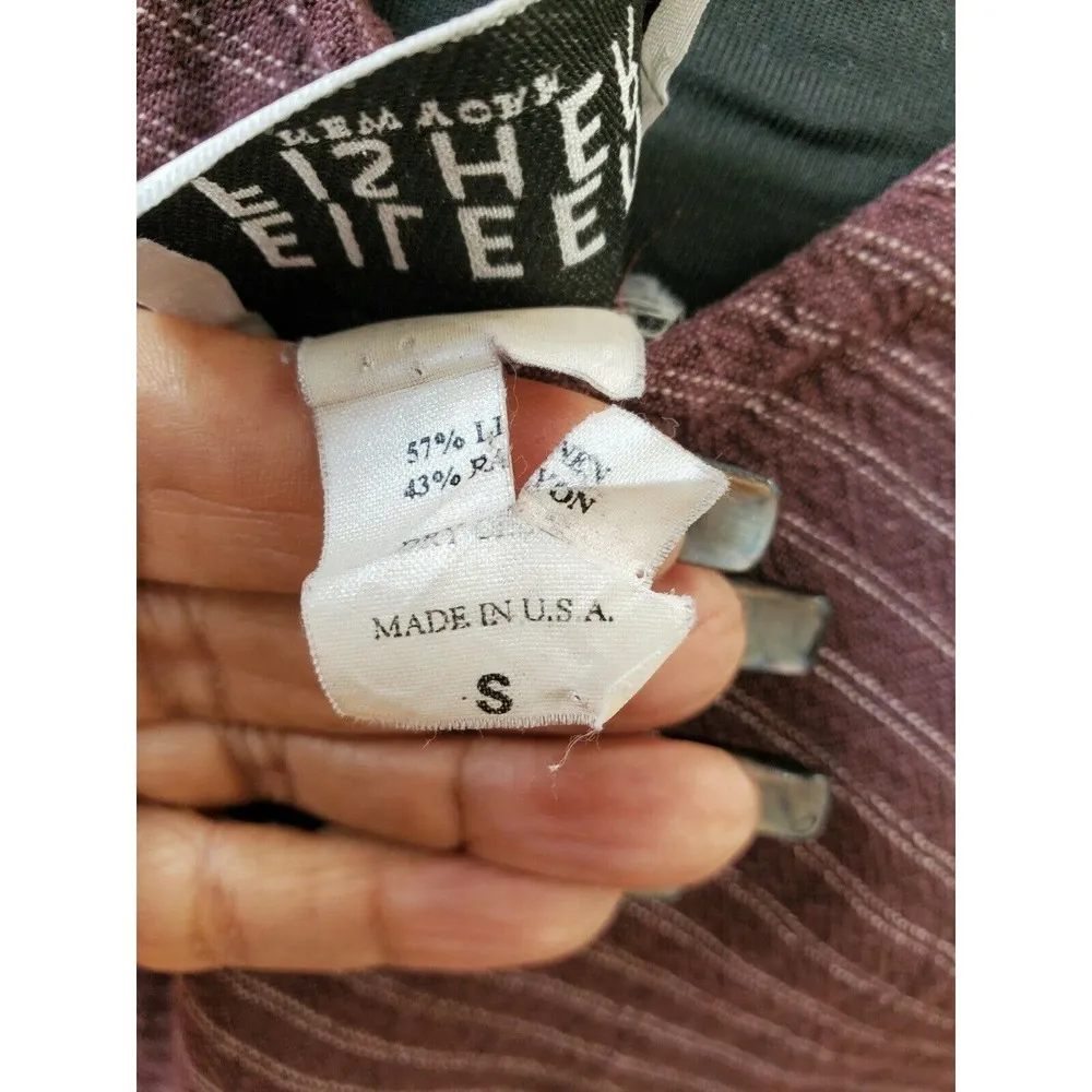 Eileen Fisher Women's Maroon Linen Round Neck Short Sleeve Long Maxi Dress - Image 10