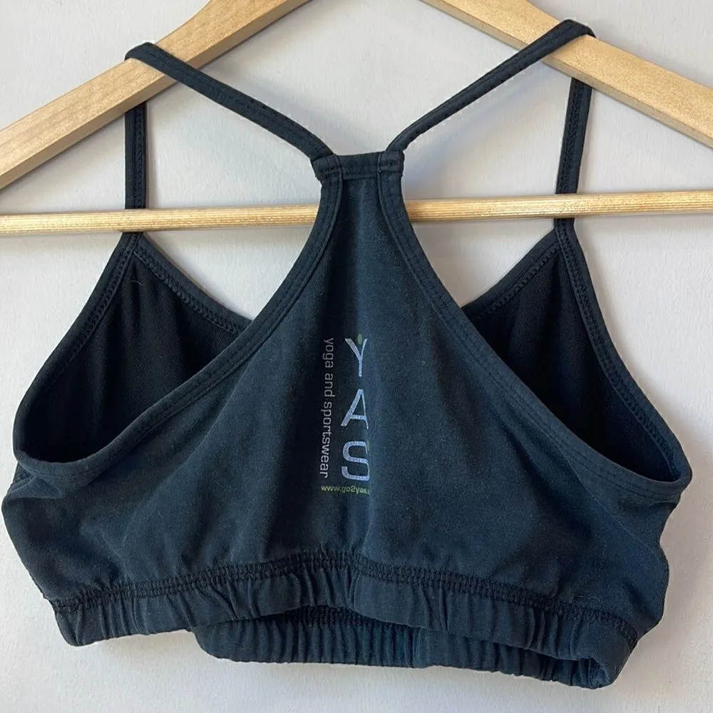 YAS Yoga and Sportswear Charcoal Gray Black Sports Bra Top Black Size M - Image 3