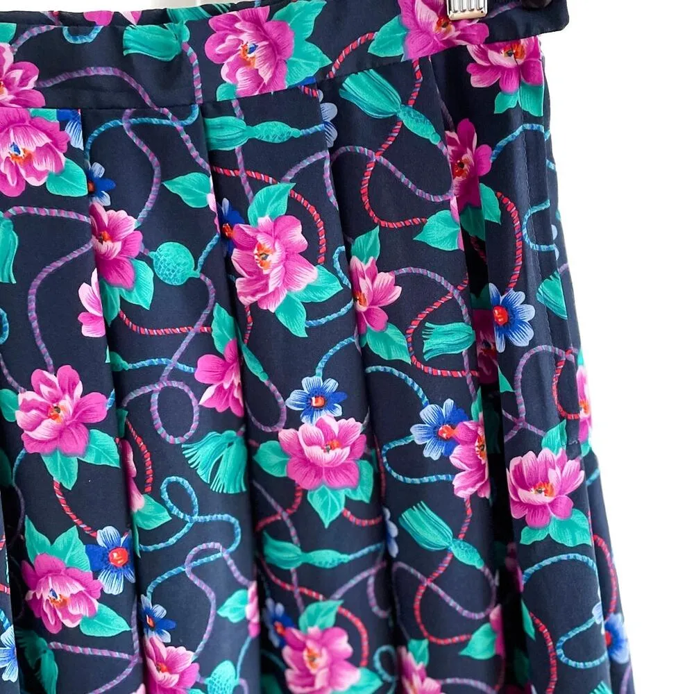 Pendleton vintage floral rope & tassel print pleated midi skirt size small S - Image 2