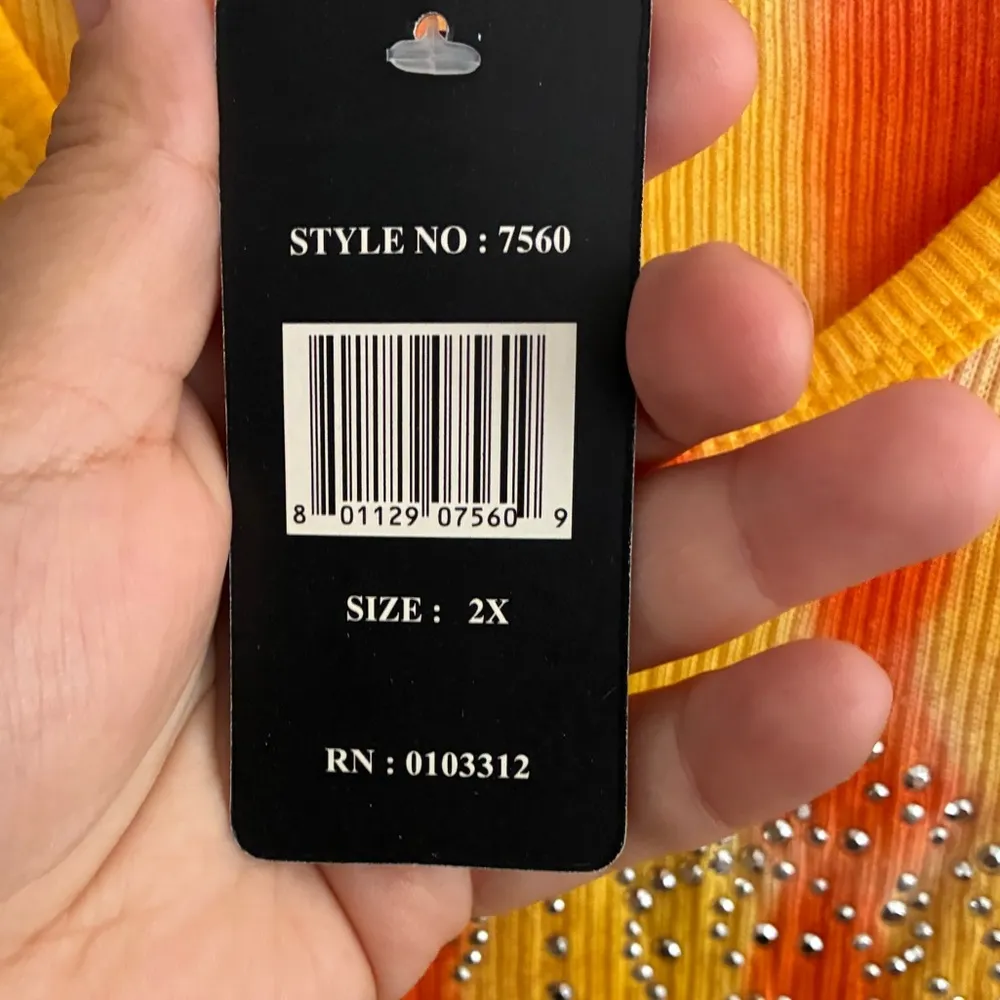 🆕Just Love Y2K Orange Tie-Dye Rhinestones Heart Tank Top 2X 🆕 - Image 8