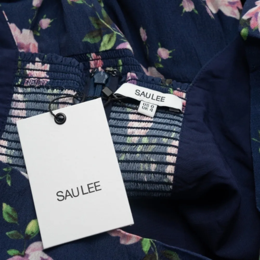 Sau Lee. Marianne Floral Puff Sleeve Midi Dress. Blue Size 0 - Image 10