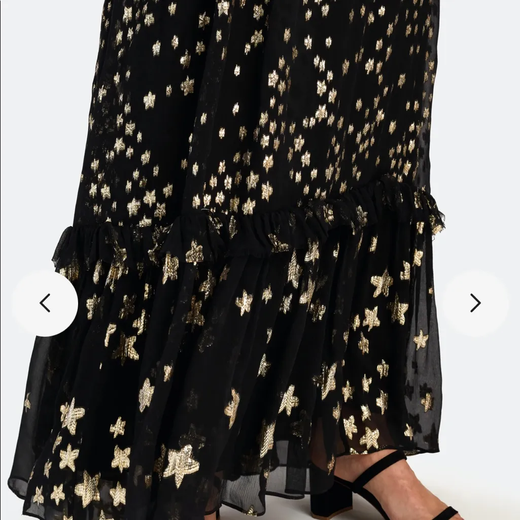 NWT LoveShackFancy silk Ronny maxi dress in black metallic stars - Image 7
