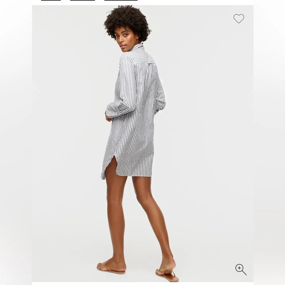 J. Crew Classic Fit Beach Shirt In Striped Linen Cotton Blend Tunic Lagenlook S White - Image 3