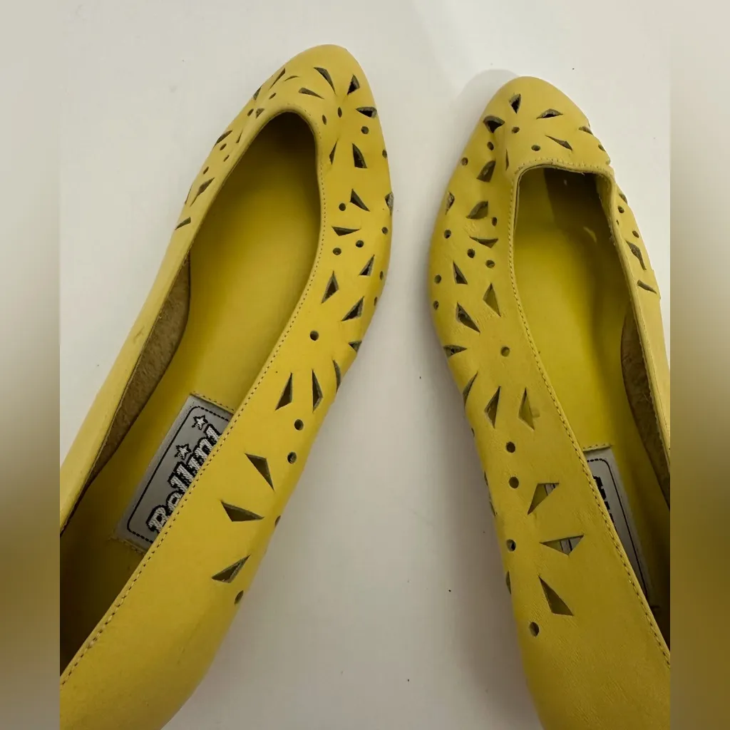 Bellini Yellow Leather Cutout Flats Pointed Toe Size 8M - Image 9