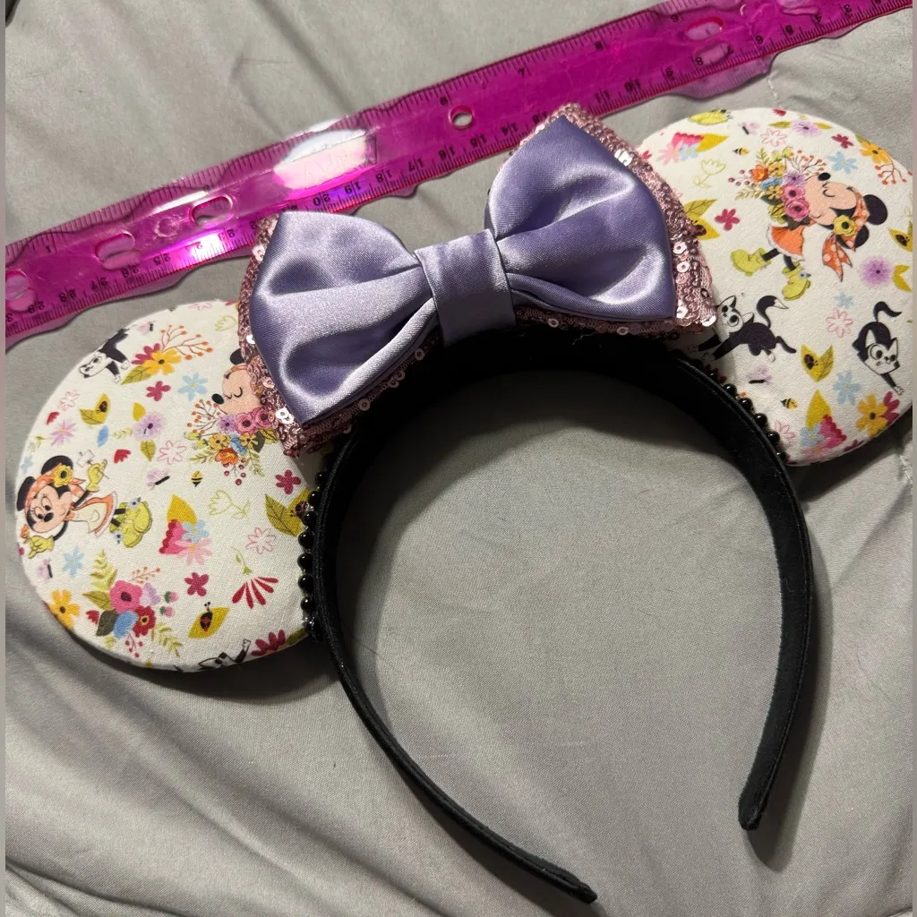 Disney Parks Minnie Mouse Ears Theme: Flower and Garden Festival with Purple Bow - Image 8