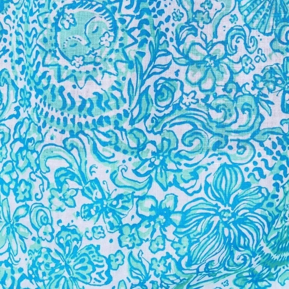 $118 Lilly Pulitzer Tayla Short Sleeve Linen Top Took Me By Sunrise XXSMALL - Image 4