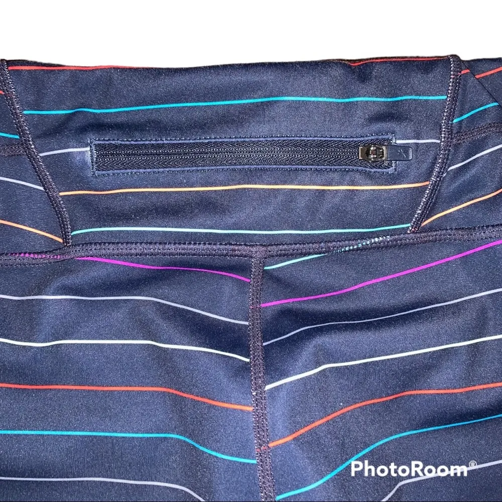 Athleta Multi-stripe Navy Rainbow Sonar Cropped Leggings Tights size Small - Image 5